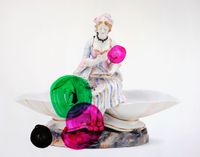 A figural Double Dip on Marble Stand, “Holding the Internet in your Hand” by Markus Hanakam & Roswitha Schuller contemporary artwork photography