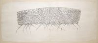 Coconut palm leaf drawing by Desmond Lazaro contemporary artwork painting, works on paper, drawing