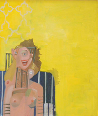 Yellow Seated Woman by George Condo contemporary artwork painting