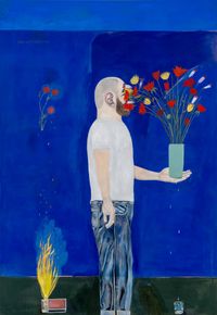 Man, Water, Flowers, Fire by Michael Hilsman contemporary artwork painting