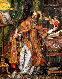 Repro (saints): Saint Augustine, after Philippe de Champaigne by Vik Muniz contemporary artwork print