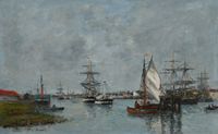 Port d'Anvers by Eugène Boudin contemporary artwork painting, works on paper