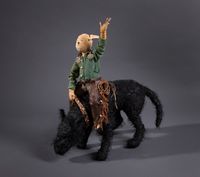 Bucking Black Dog by Linde Ivimey contemporary artwork sculpture