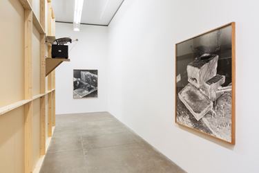 Exhibition view: João Maria Gusmão + Pedro Paiva, WHERE THE SORCERER DOESN’T DARE TO STICK HIS NOSE and Another B&W Ghost Show, Andrew Kreps Gallery, New York (6 September–27 October 2018). Courtesy the Artist and Andrew Kreps Gallery. Photo: Dawn Blackman.