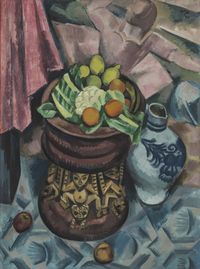 Still Life in Grey by Hermann Max Pechstein contemporary artwork painting