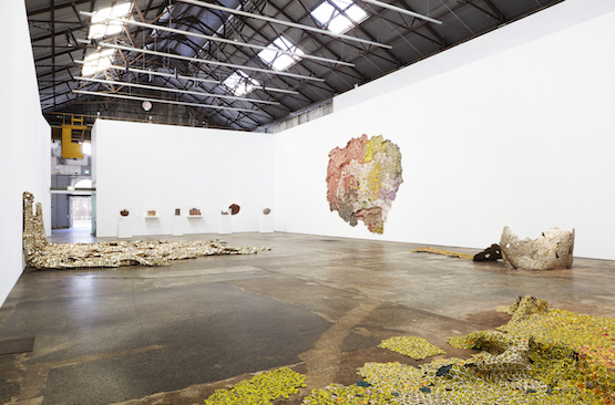 Exhibition view: El Anatsui: Five Decades, Carriageworks, Sydney (7 January—6 March 2015). Commissioned and presented as a Schwartz Carriageworks project in association with Sydney Festival. © El Anatsui.