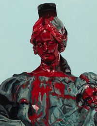 Defaced woman of the confederate statue by Melora Kuhn contemporary artwork painting, works on paper