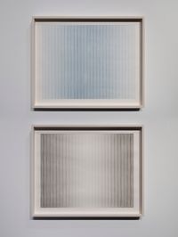 Diptych: Ivory Black, Payneʼs grey bluish by Adam Barker-Mill contemporary artwork painting, works on paper