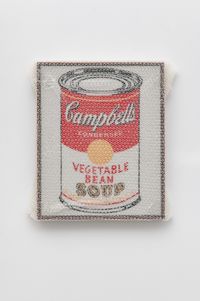 Campbell's Soup Can (Vegetable Bean) with Bubble Wrap and Packing Tape by Tammi Campbell contemporary artwork painting, sculpture