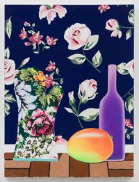 Oven Mitt, Mango, and Bottle by Alec Egan contemporary artwork painting