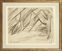 Path with trees by Lyonel Feininger contemporary artwork works on paper, drawing