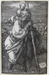 Der heilige Christophorus mit zurückgewandtem Kopf by Albrecht Dürer contemporary artwork print
