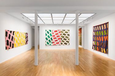 Exhibition view: Claude Viallat, Tribute to Color – Canvases 1966-2023, Templon,  Paris (4 November– 23 December 2023). Courtesy the artist and Templon.