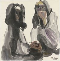 Two Women by Rashida Eli contemporary artwork painting, works on paper, drawing