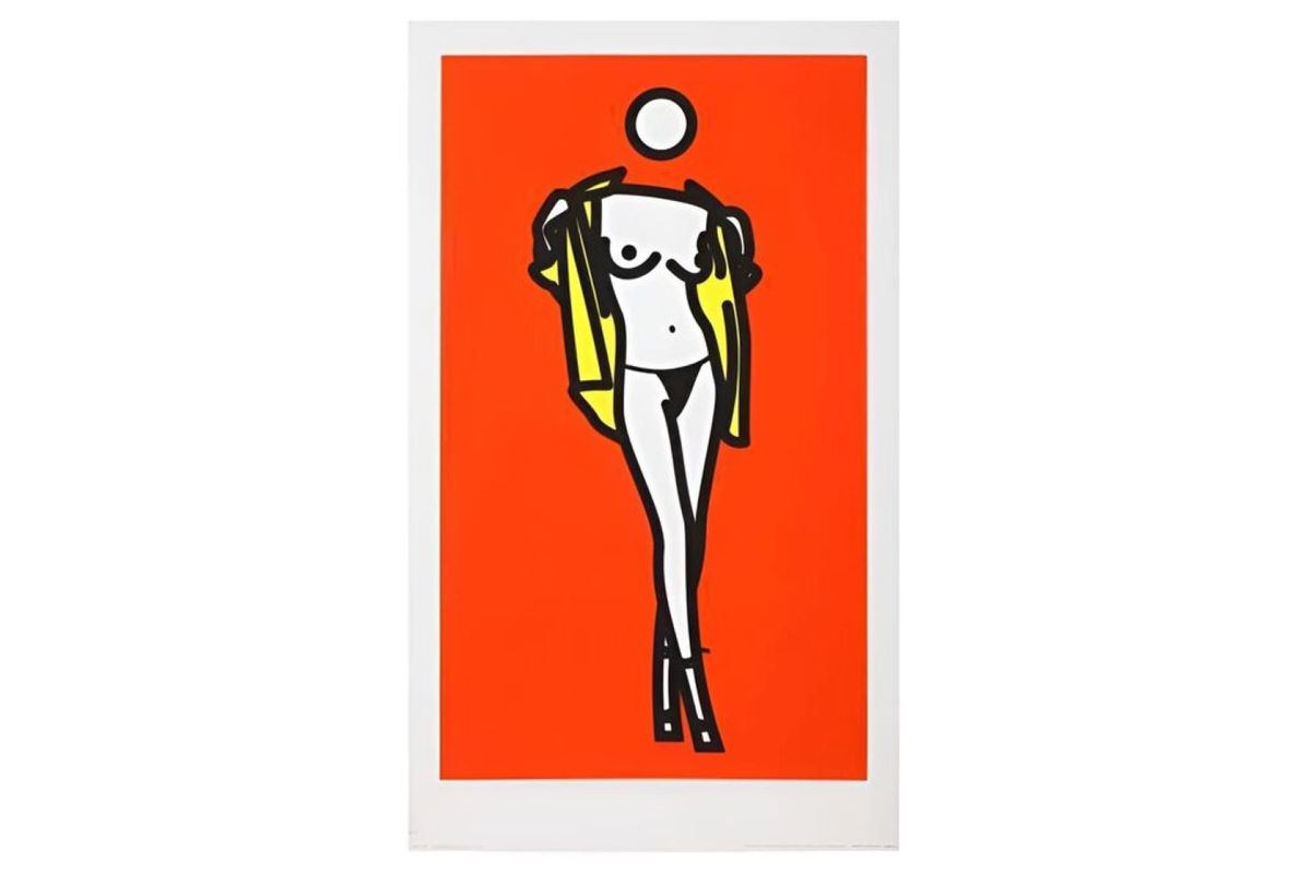 ジュリアン・オピー「紳士シャツを脱ぐ女」シルクスクリーン 2003年 Woman Taking Off Man's Shirt, 2003 by Julian Opie, Lithograph in