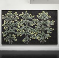 Portrait of three monkey puzzles with spring growth intertwined by Andrew Sim contemporary artwork painting