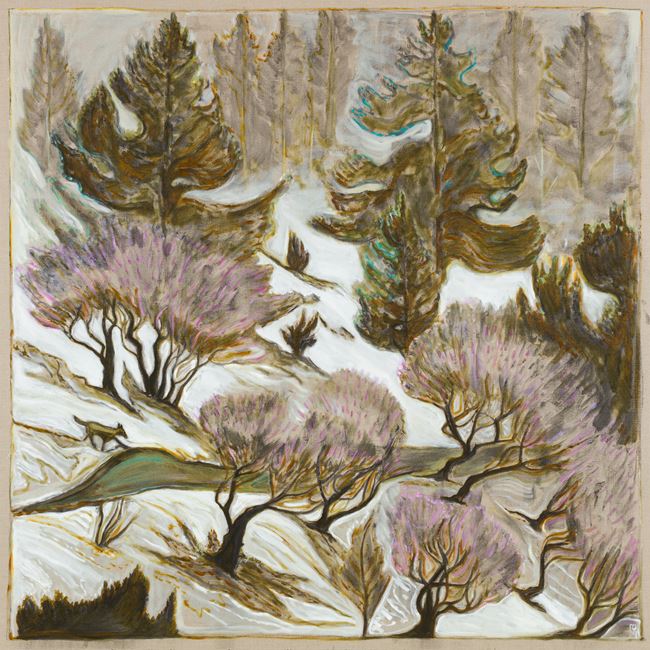 wolf, trees and road by Billy Childish contemporary artwork