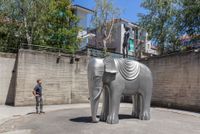 Mia & Elephant by He Xiangyu contemporary artwork sculpture