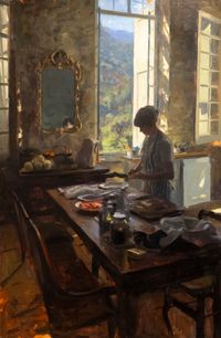 Kitchen at Chateau Gunades by Aldo Balding contemporary artwork painting