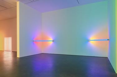 Exhibition view: Dan Flavin, Corners, Barriers and Corridors, David Zwirner, 20th Street, New York (10 September–24 October 2015). © 2015 Stephen Flavin/Artists Rights Society (ARS), New York. Courtesy David Zwirner, New York/London.