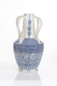 From the series Lachrymatoires Bleues - Blue Lachrymatory Vases (iv) by Rachid Koraïchi contemporary artwork ceramics