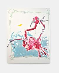 Drunk flamingo by Lera Derkach contemporary artwork mixed media