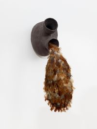Untitled ceramic and feathers by Solange Pessoa contemporary artwork sculpture