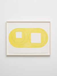 Two open squares within a yellow area study by Robert Mangold contemporary artwork painting, works on paper, drawing