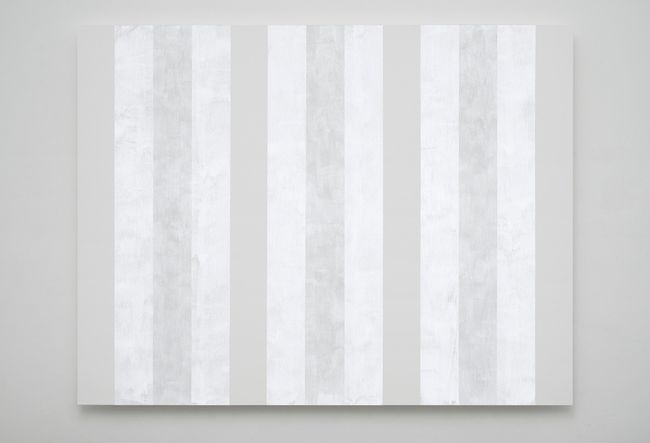 Untitled (White Multiband, Horizontal Strokes) by Mary Corse contemporary artwork