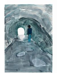 Boy in Tunnel by Matthew Krishanu contemporary artwork painting, works on paper