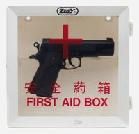 First aid made in China x by Norberto Roldan contemporary artwork installation