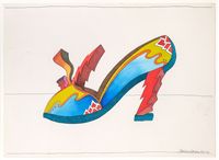 Dark Blue Sole with Red Heel by Barbara Nessim contemporary artwork painting, works on paper, drawing