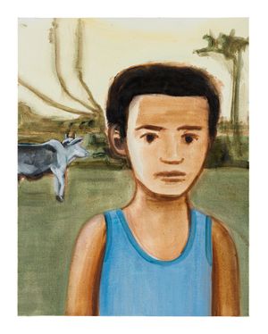 Boy in Blue Vest by Matthew Krishanu contemporary artwork painting, works on paper