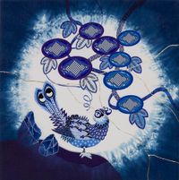 Morning glory Bird - japan blue - #1 by Kohei Kyomori contemporary artwork painting, works on paper, sculpture, photography, print