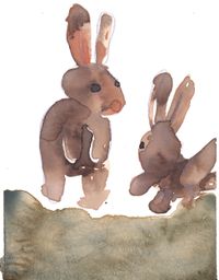 Bunnies of Ōkunoshima by Bianca Kennedy contemporary artwork painting, works on paper