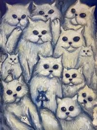 The Neighborhood 2 (cats) by Manuel Ocampo contemporary artwork painting