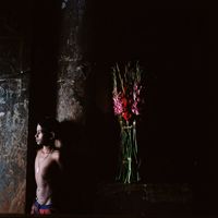 Enfant aux glaïeuls, Calcutta by Denis Dailleux contemporary artwork photography