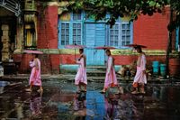Procession of Nuns, Rangoon, Burma by Steve McCurry contemporary artwork photography