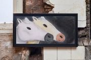 Portrait of two horses, one pink and one gold by Andrew Sim contemporary artwork 2