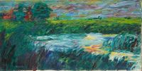 Pond with reeds by Emil Nolde contemporary artwork painting, works on paper