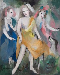 Les trois femmes au lévrier by Marie Laurencin contemporary artwork painting, works on paper