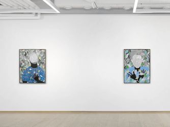 Exhibition view: Maurice Mboa, Resilience, Pace Gallery, Geneva (7 December 2022–7 January 2023). Courtesy Pace Gallery.