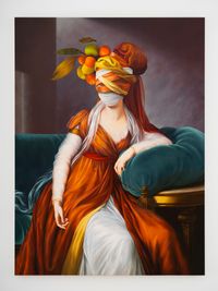 Portrait in Venetian Red (after Élisabeth-Louise Vigée Le Brun) by Ewa Juszkiewicz contemporary artwork painting