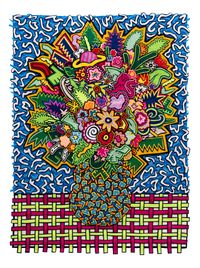 Memphis bouquet by Jody Paulsen contemporary artwork painting, textile