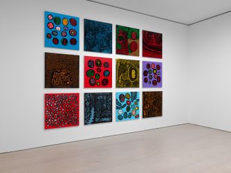 Exhibition view: Yayoi Kusama, I WANT YOUR TEARS TO FLOW WITH THE WORDS I WROTE, David Zwirner, West 20th Street, New York (17 June–30 August 2021). Courtesy David Zwirner.