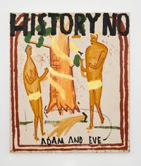 Illuminated Manuscript, Adam and Eve by Rose Wylie contemporary artwork painting