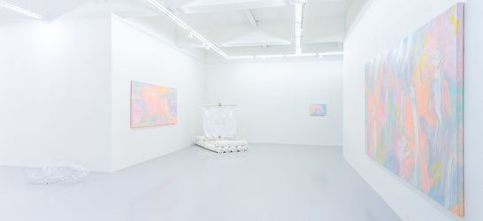 Installation view of 'Sunny weather, blue water day spa'. Courtesy Yavuz Gallery, Singapore.