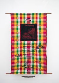 Incantations in the land of virgins, monsters, sorcerers and angry gods (recent edition 2) by Norberto Roldan contemporary artwork textile