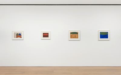 Exhibition view: Suzan Frecon, watercolors and small oil paintings, David Zwirner, London (1 September–23 September 2017). Courtesy David Zwirner, London.