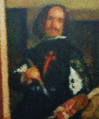 After Diego Velazquez (Detail - Self portrait (Lasmeninas) by Roldan Manok Ventura contemporary artwork painting